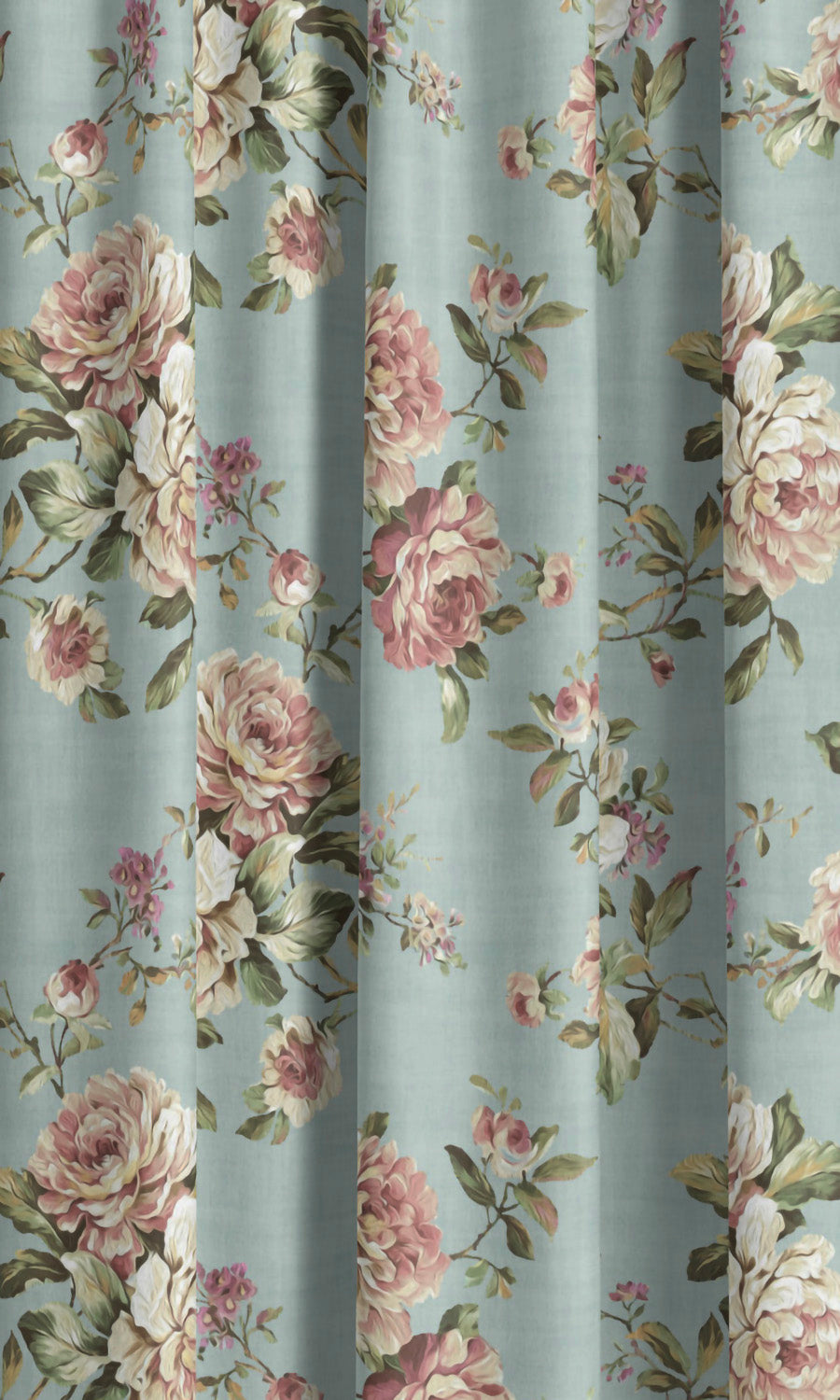 Floral Velvet Window Curtains (Powder Blue/ Blush Pink/ Pale Green) Extra Long Short Wide