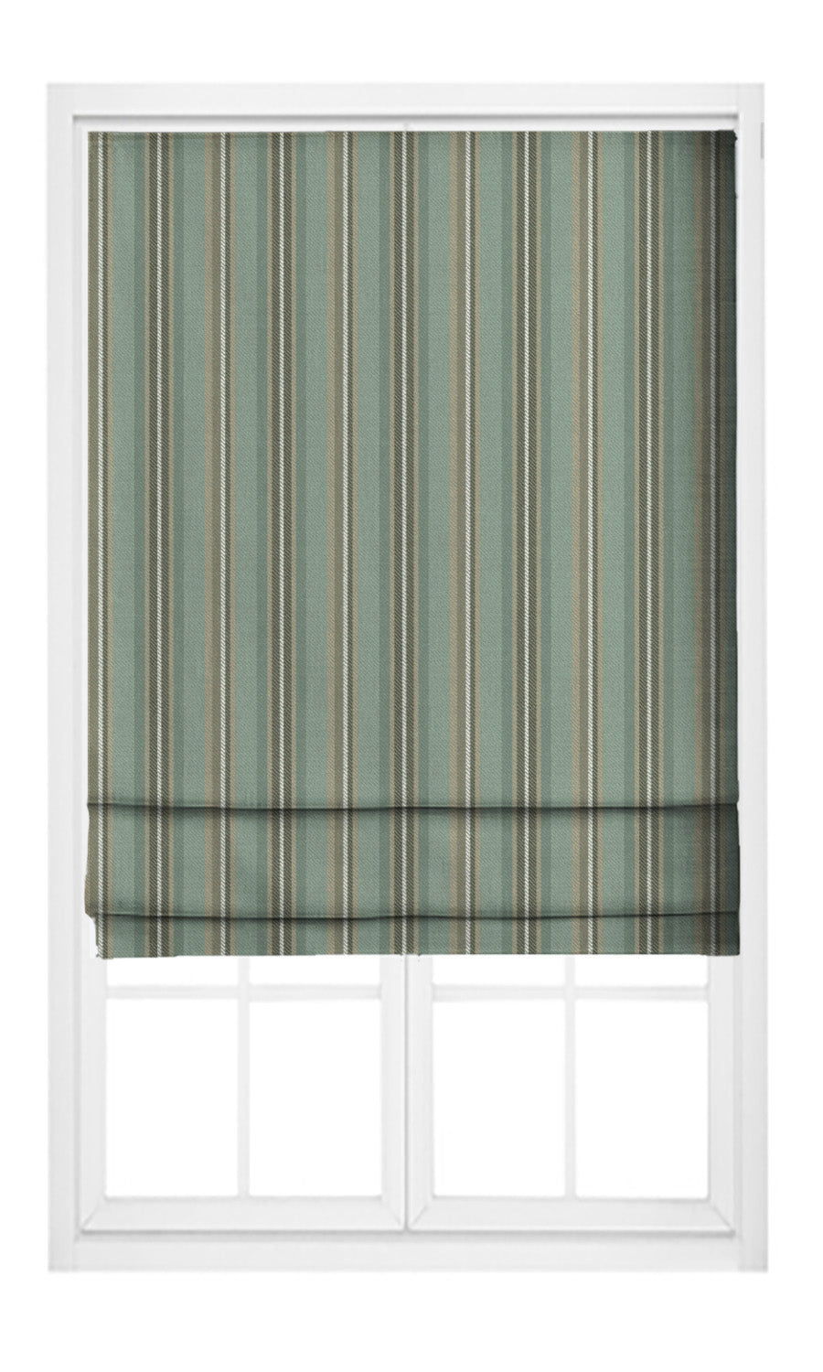 Striped Velvet Flat, Plain, Fake, Faux, European Relaxed Roman Shades (Duck Egg Blue/ Brown)