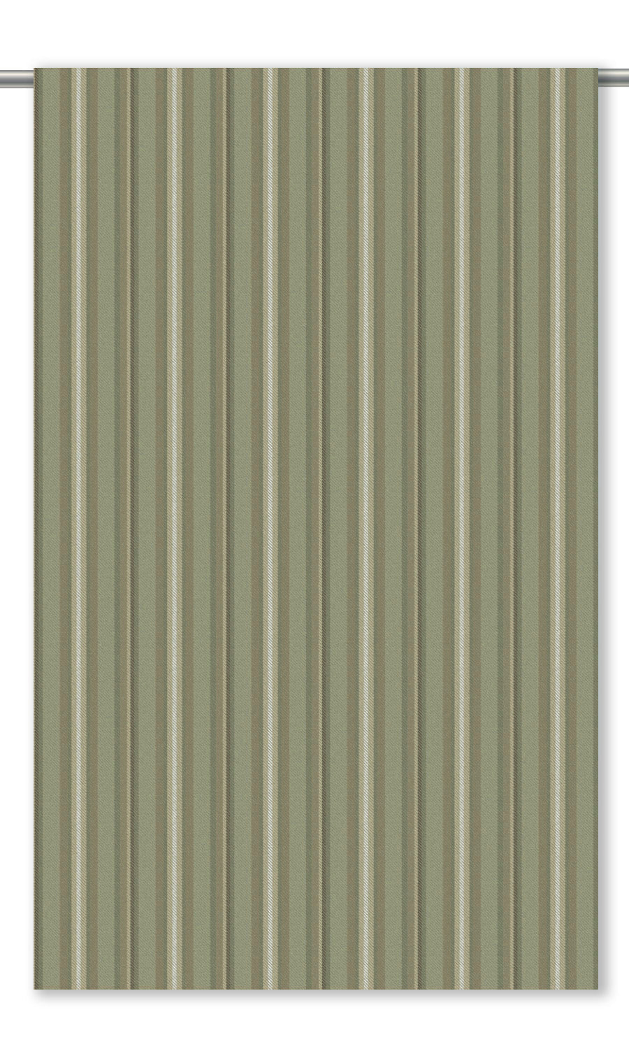 Striped Velvet Window Curtains (Greenish Beige/ Olive Brown/ White)