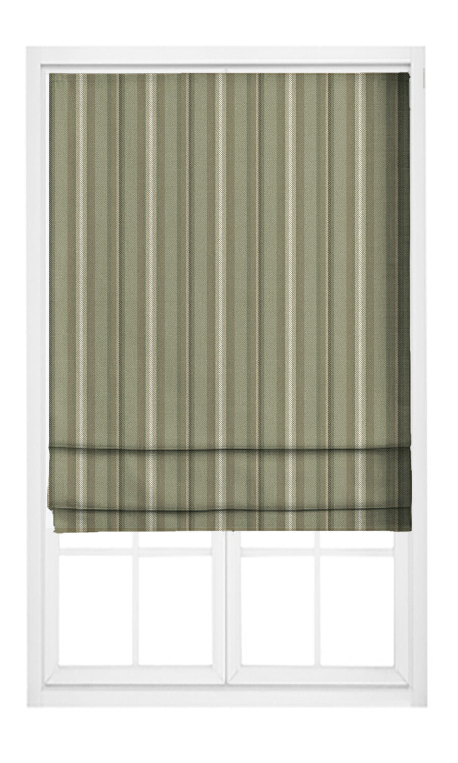 Striped Velvet Pinch Pleat, Rod Pocket, Eyelet Curtains (Greenish Beige/ Olive Brown/ White)