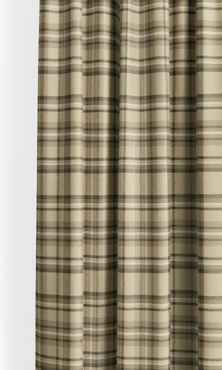 Tweed Plaid Velvet Drapery for Living, Bedroom, Kitchen, Bathroom (Beige/ Dark Brown)
