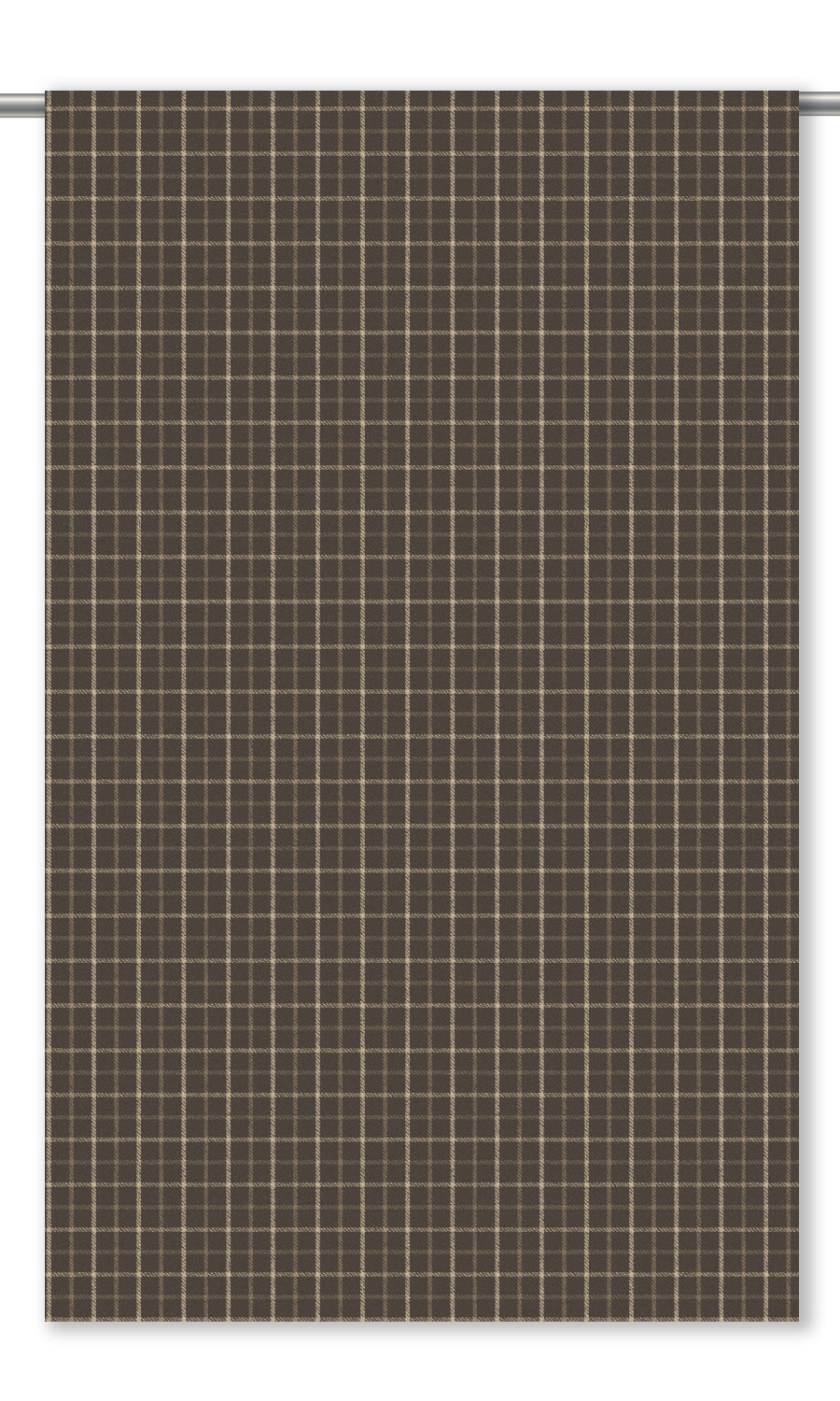 Tattersall Check Velvet Curtain Panels (Dark Brown/ Beige)