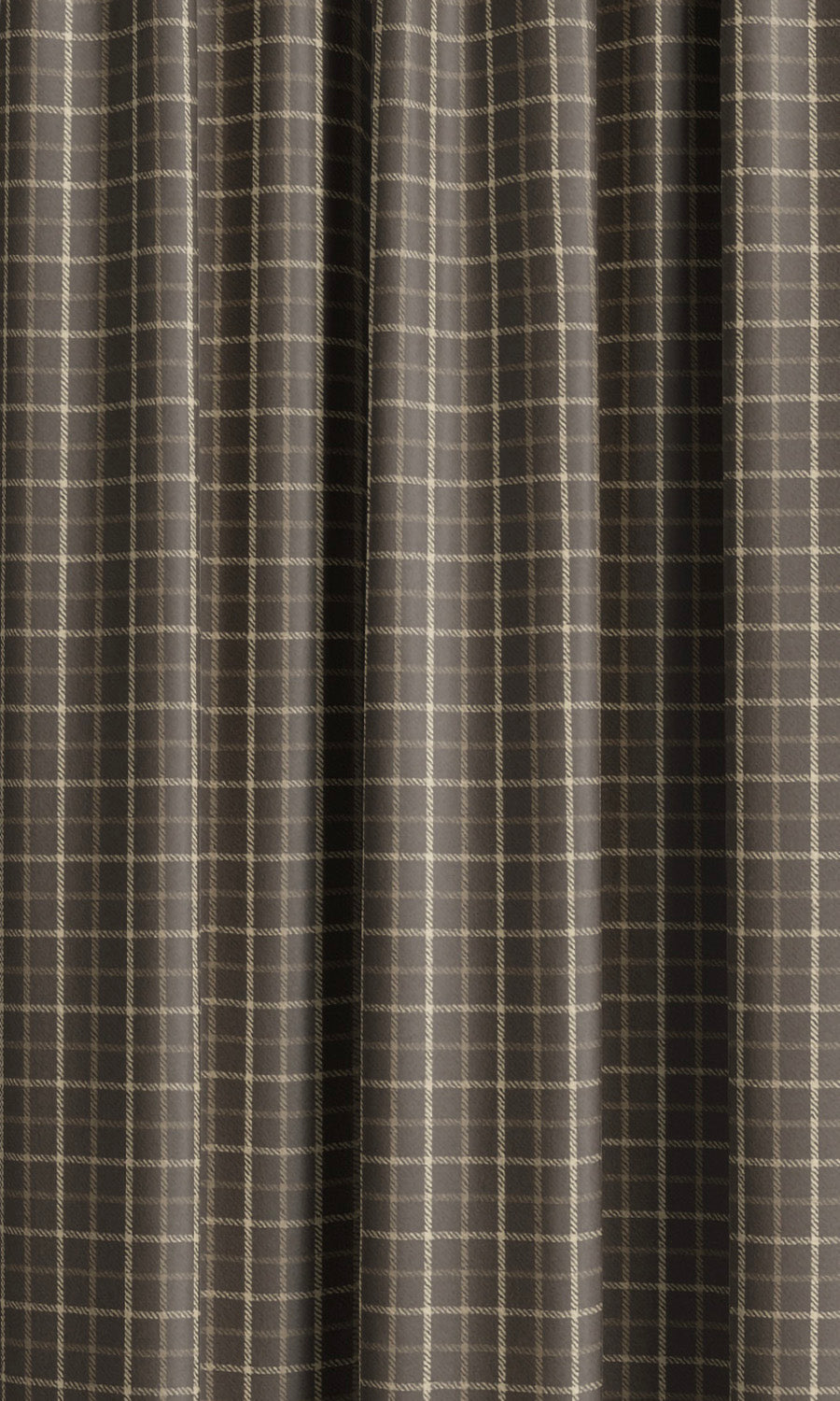 Tattersall Check Velvet Curtain Panels (Dark Brown/ Beige) Extra Long Short Wide