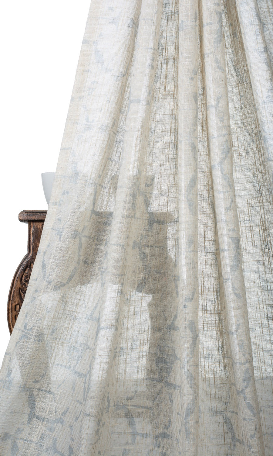 Self-Patterned Sheer Curtains / Drapes / Window Drapery Panels (Cream/ Grey)