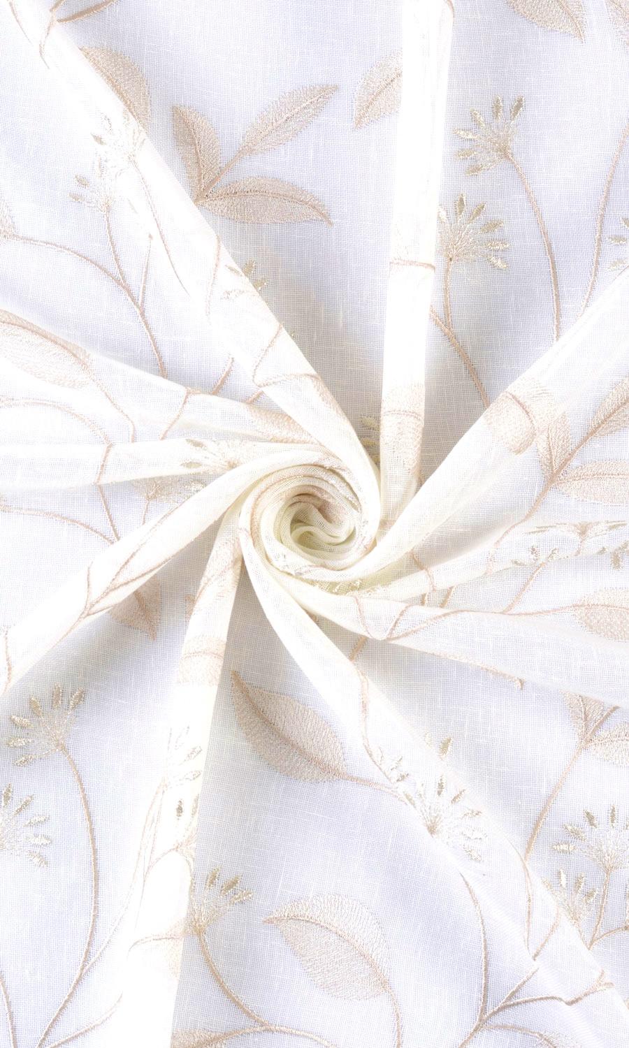 Sheer Floral Embroidered Drapery for Living, Bedroom, Kitchen, Bathroom (White/ Beige)