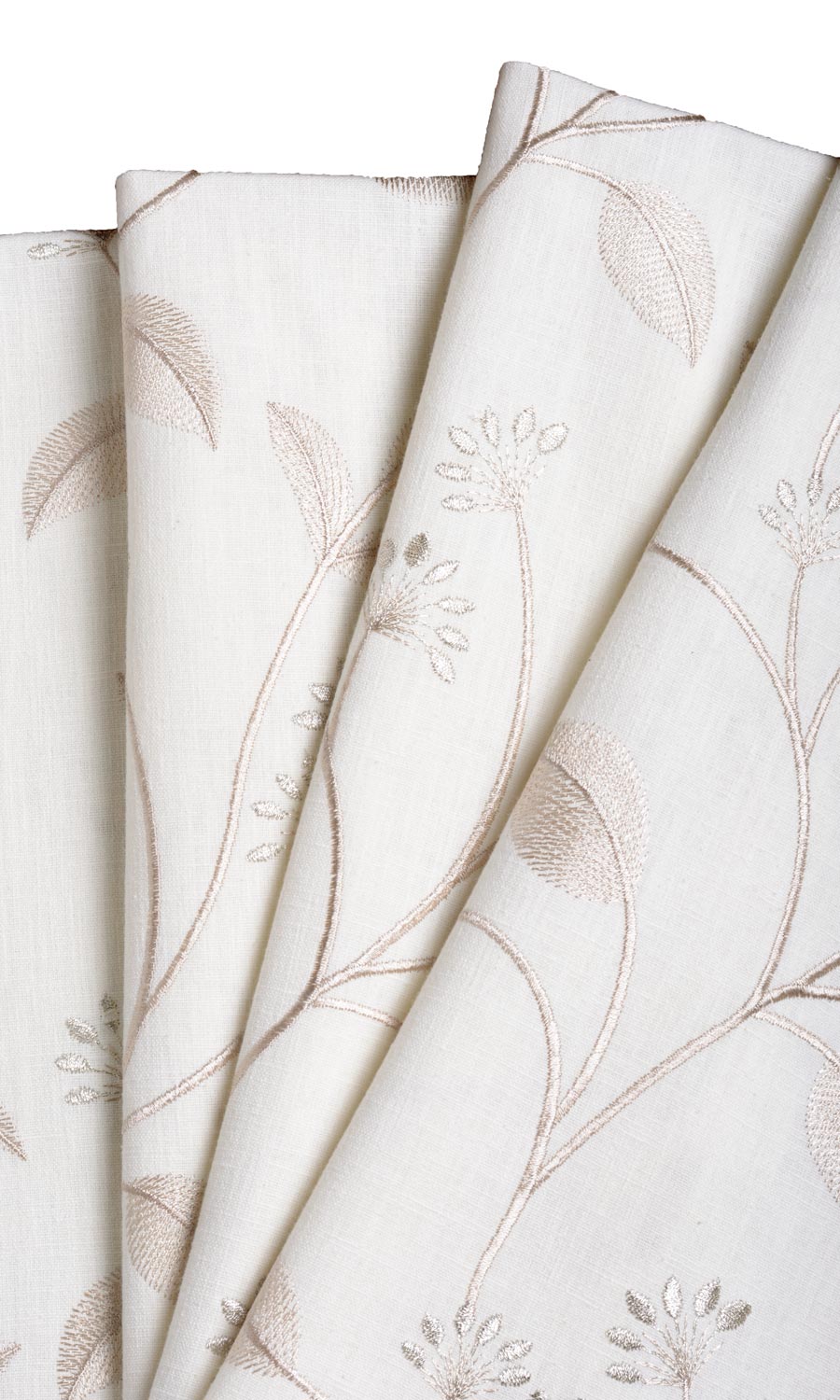 Floral Embroidery Curtains / Drapes / Window Drapery Panels (White/ Cream)
