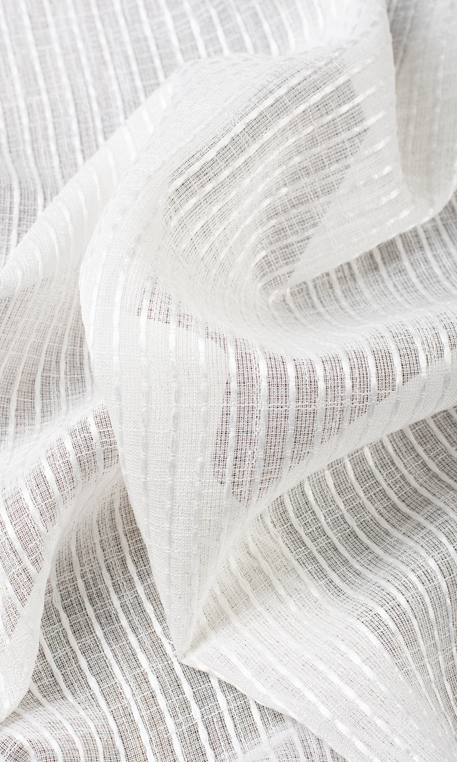 Embroidered Striped Sheer Drapes for Living, Bedroom, Kitchen, Bathroom (White)