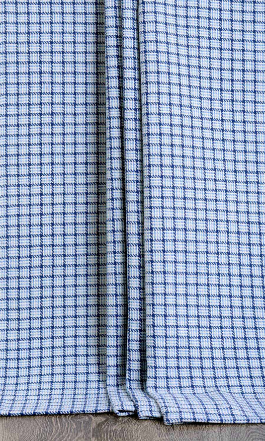 Basketweave Drapery (Blue/ Sky Blue/ White)
