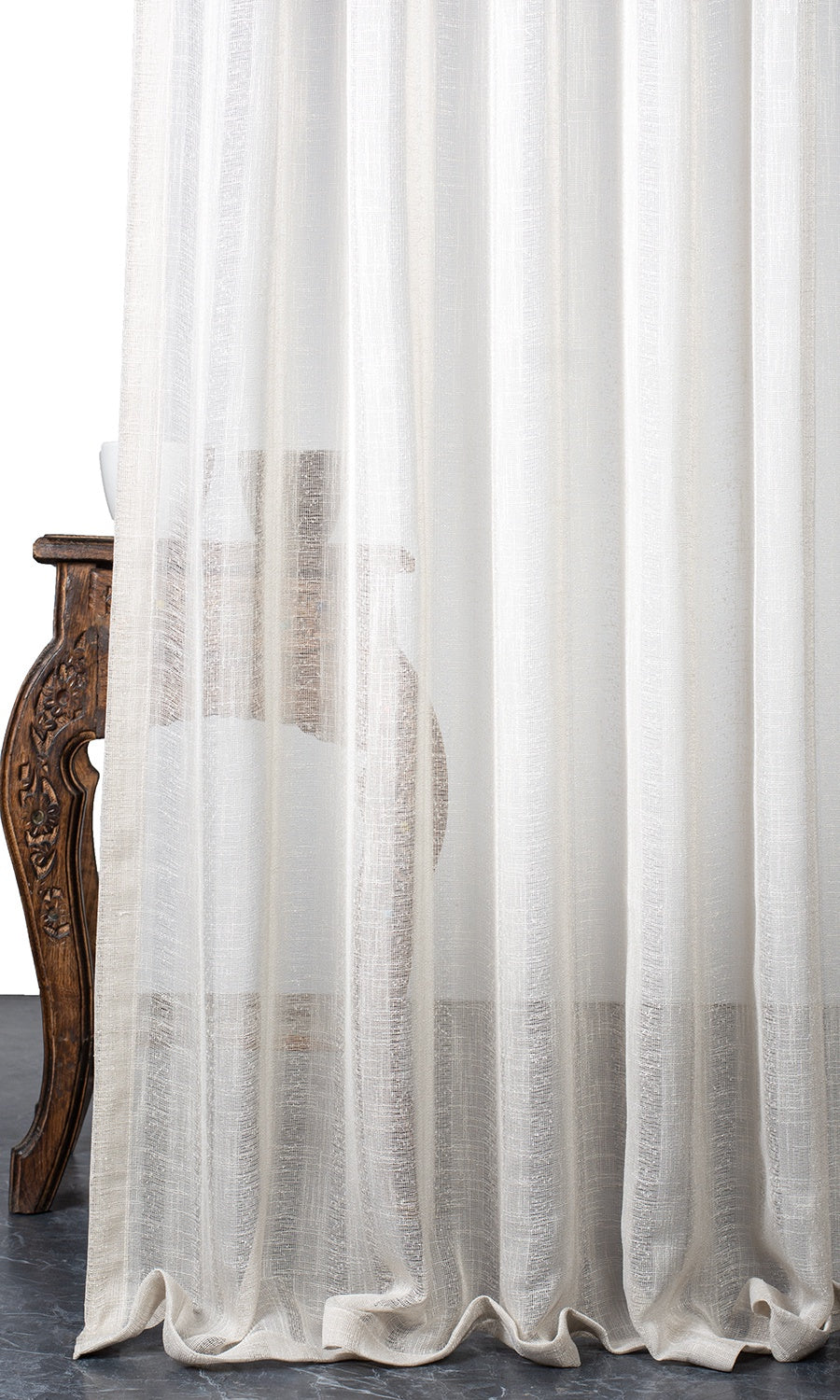 Striped Sheer Pinch Pleat, Rod Pocket, Eyelet Curtains (White/ Cream)