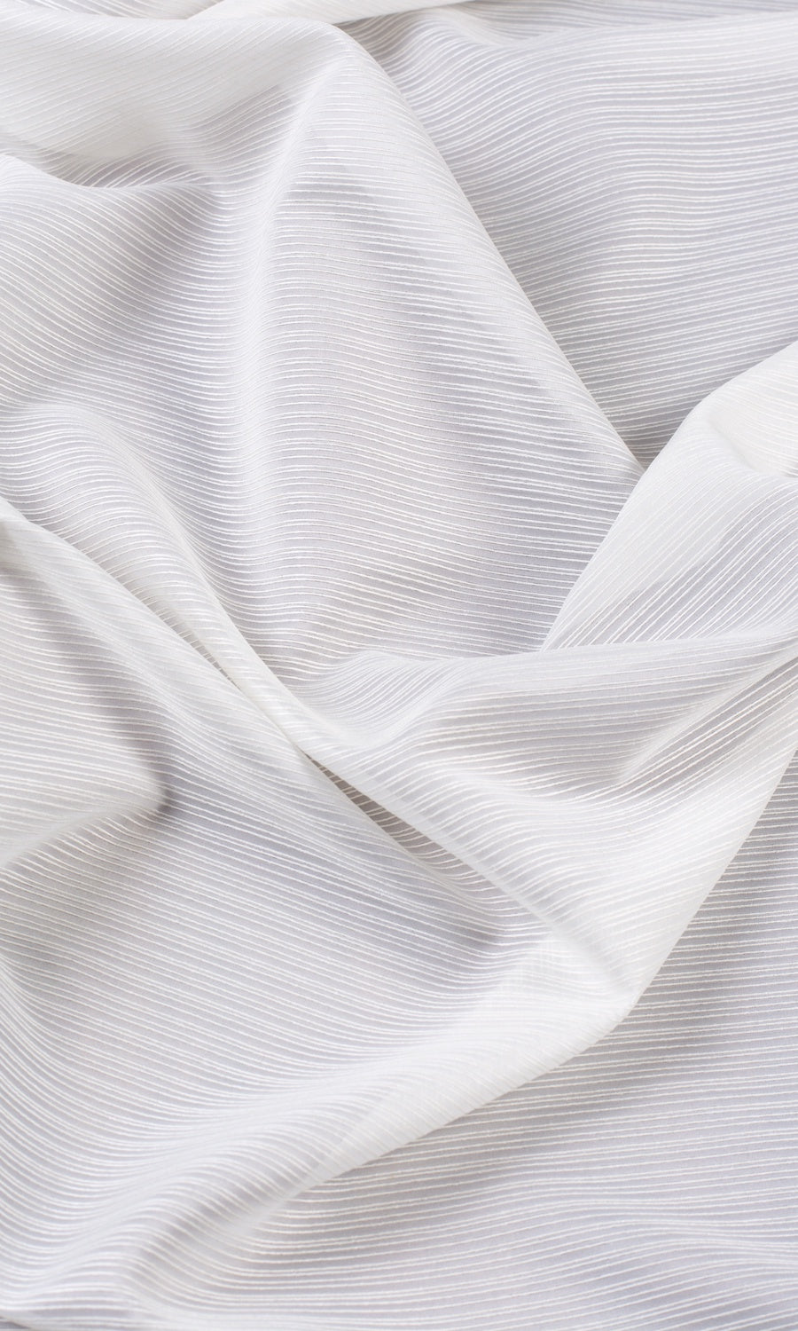 Striped Sheer Curtains / Drapes / Window Drapery Panels (Chiffon White)