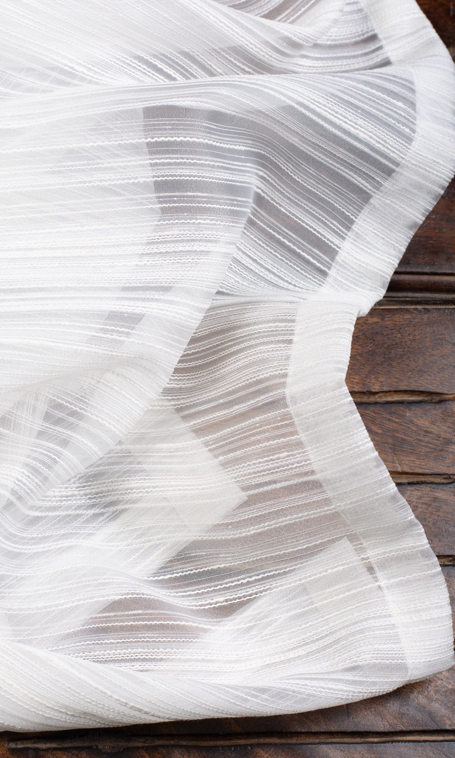 Striped Sheer Curtain Panels for Living, Bedroom, Kitchen, Bathroom (White)