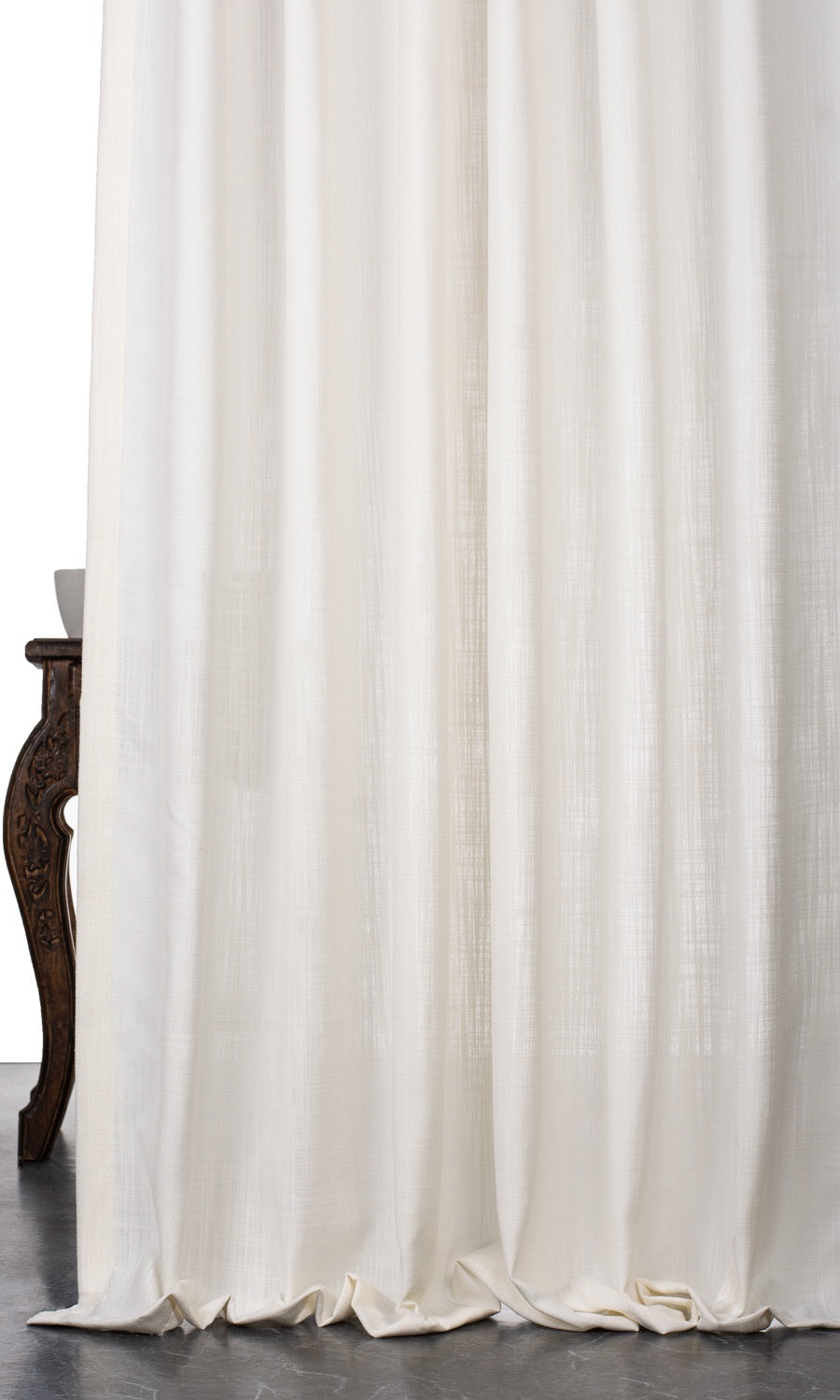 Linen-Texture Semi-Sheer Pinch Pleat, Rod Pocket, Eyelet Curtains (Off-White)