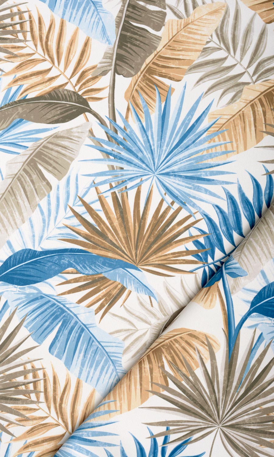 Botanical Floral Pinch Pleat, Rod Pocket, Eyelet Curtains (Blue/ Brown)