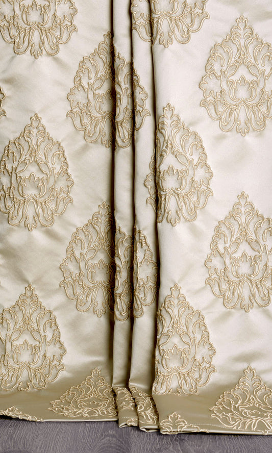 Damask Textured Drapes (Beige)