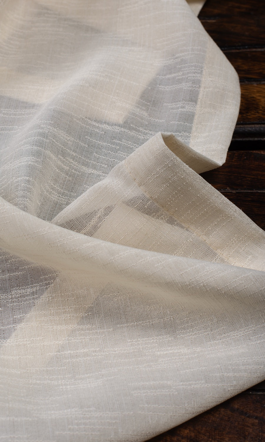 Textured Sheer Window Curtains (Pale Beige/ Warm Ivory) Extra Long Short Wide
