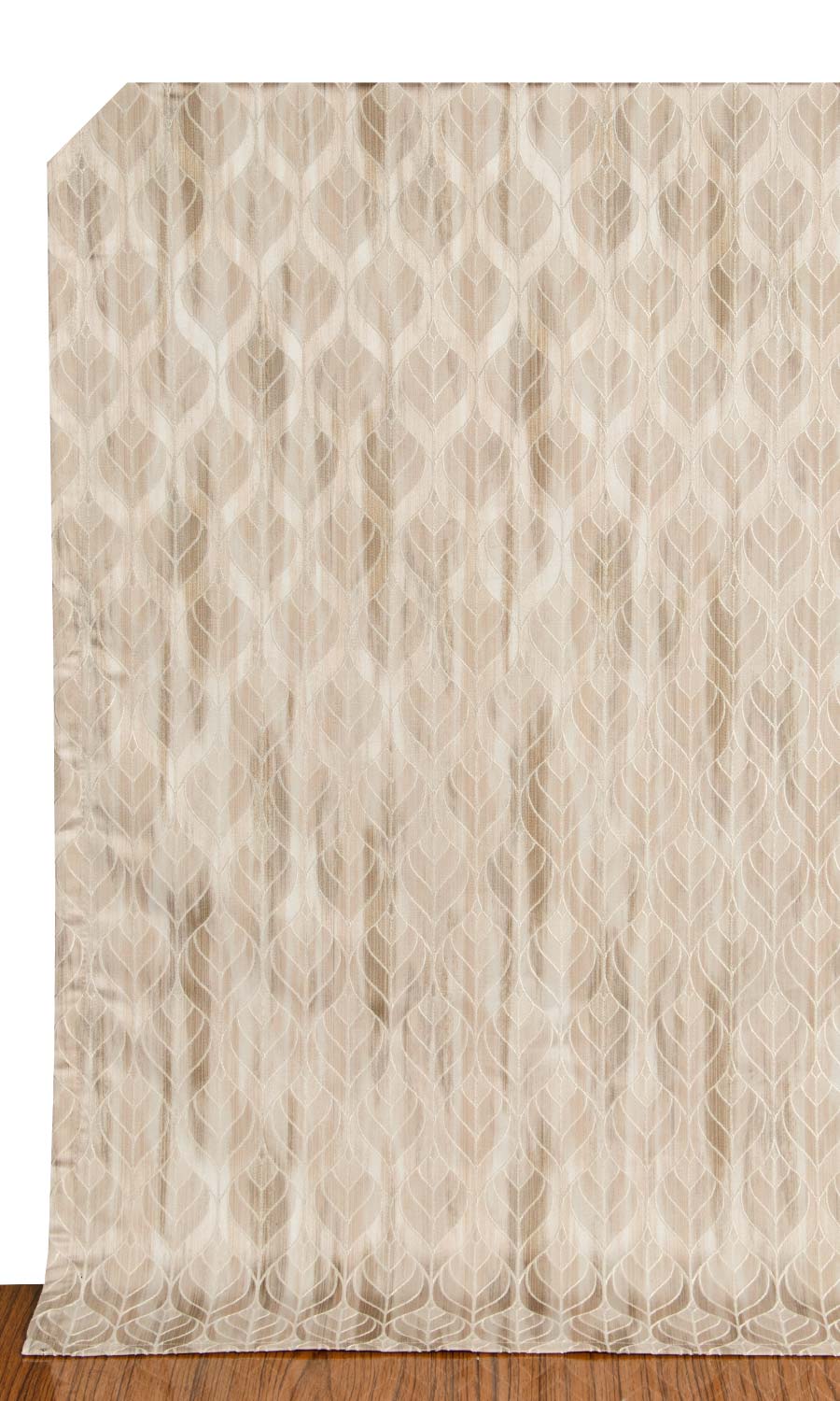 Petal Patterned Pinch Pleat, Rod Pocket, Eyelet Curtains (Pale Beige/Brown)