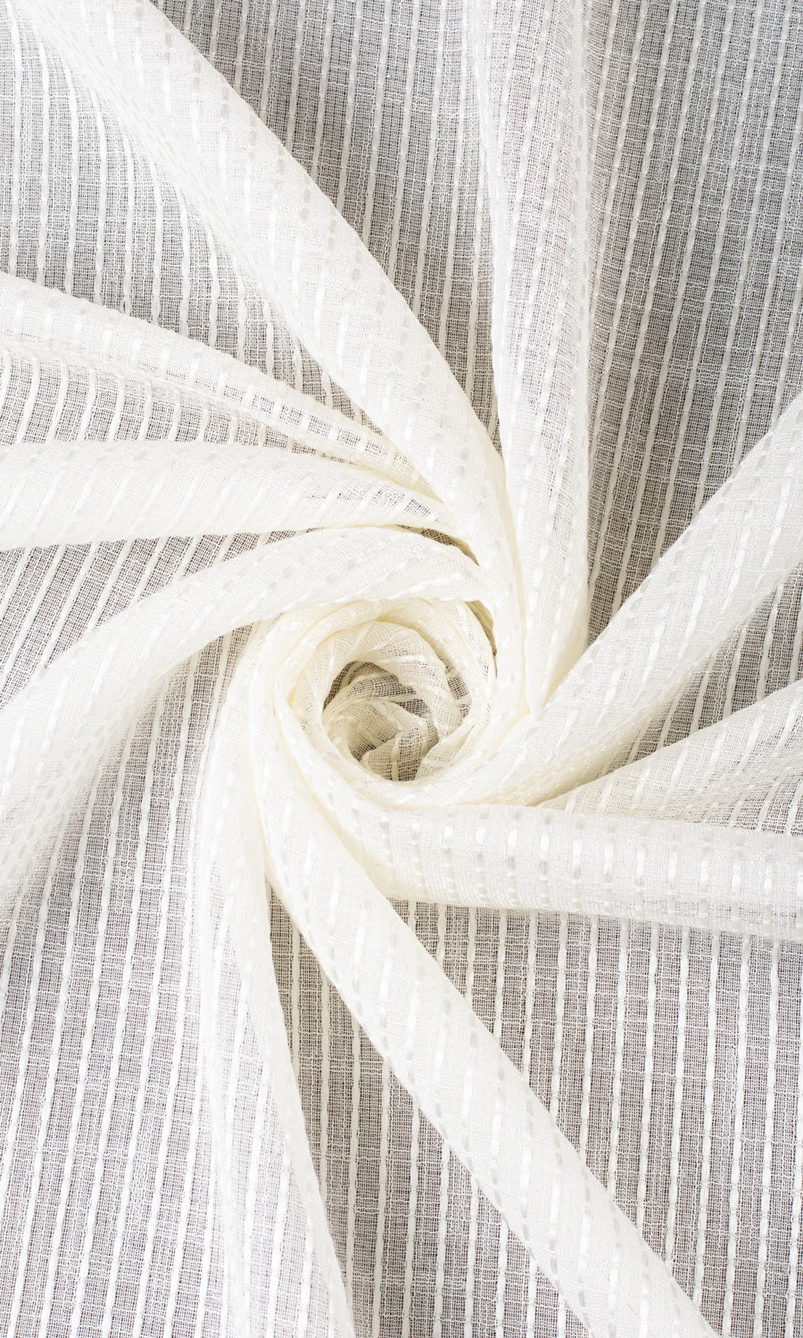 Embroidered Striped Sheer Curtains / Drapes / Window Drapery Panels (Pearl White)