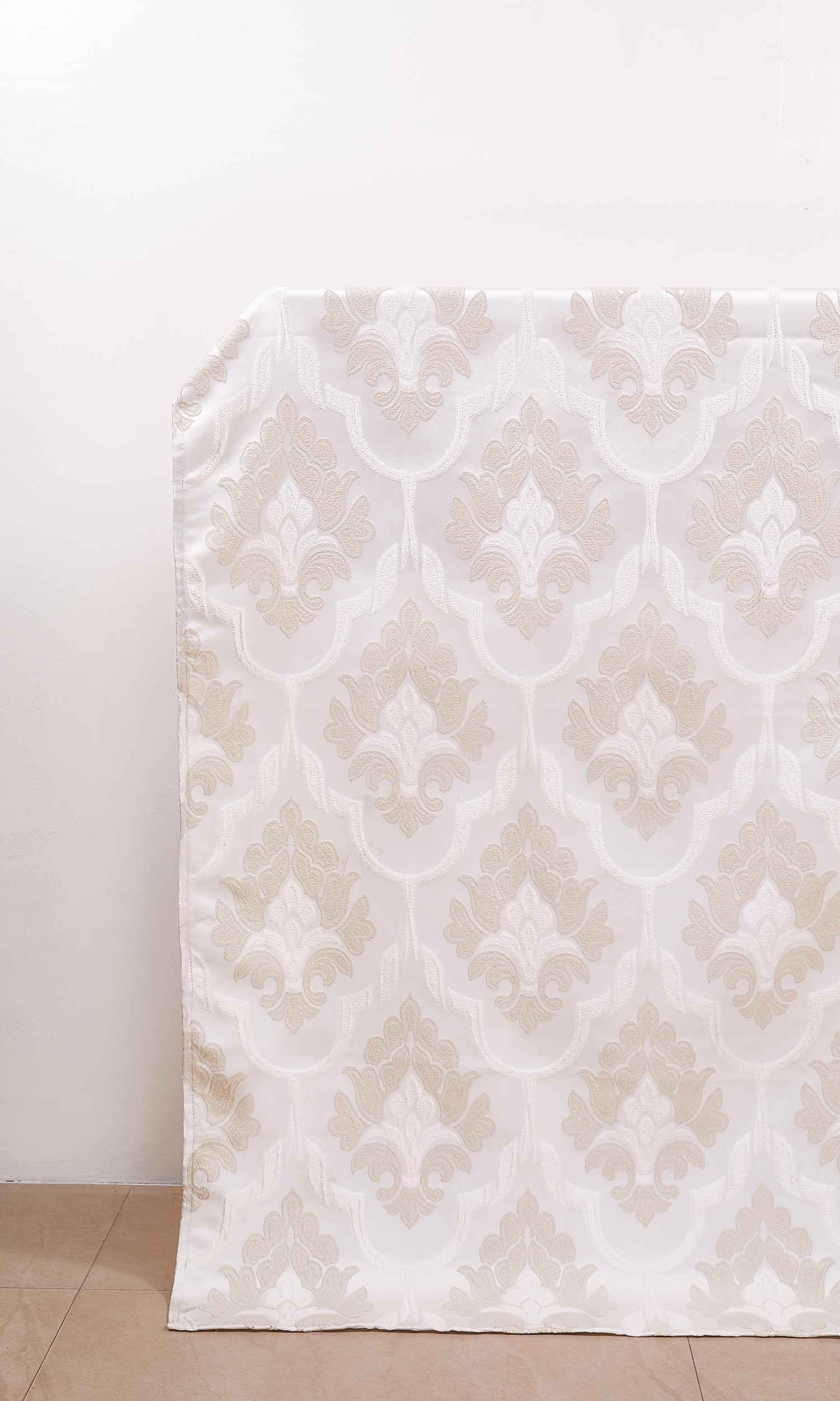 Self-Patterned Damask Window Shades (Beige/ Cream) for Living, Bedroom, Kitchen, Bathroom