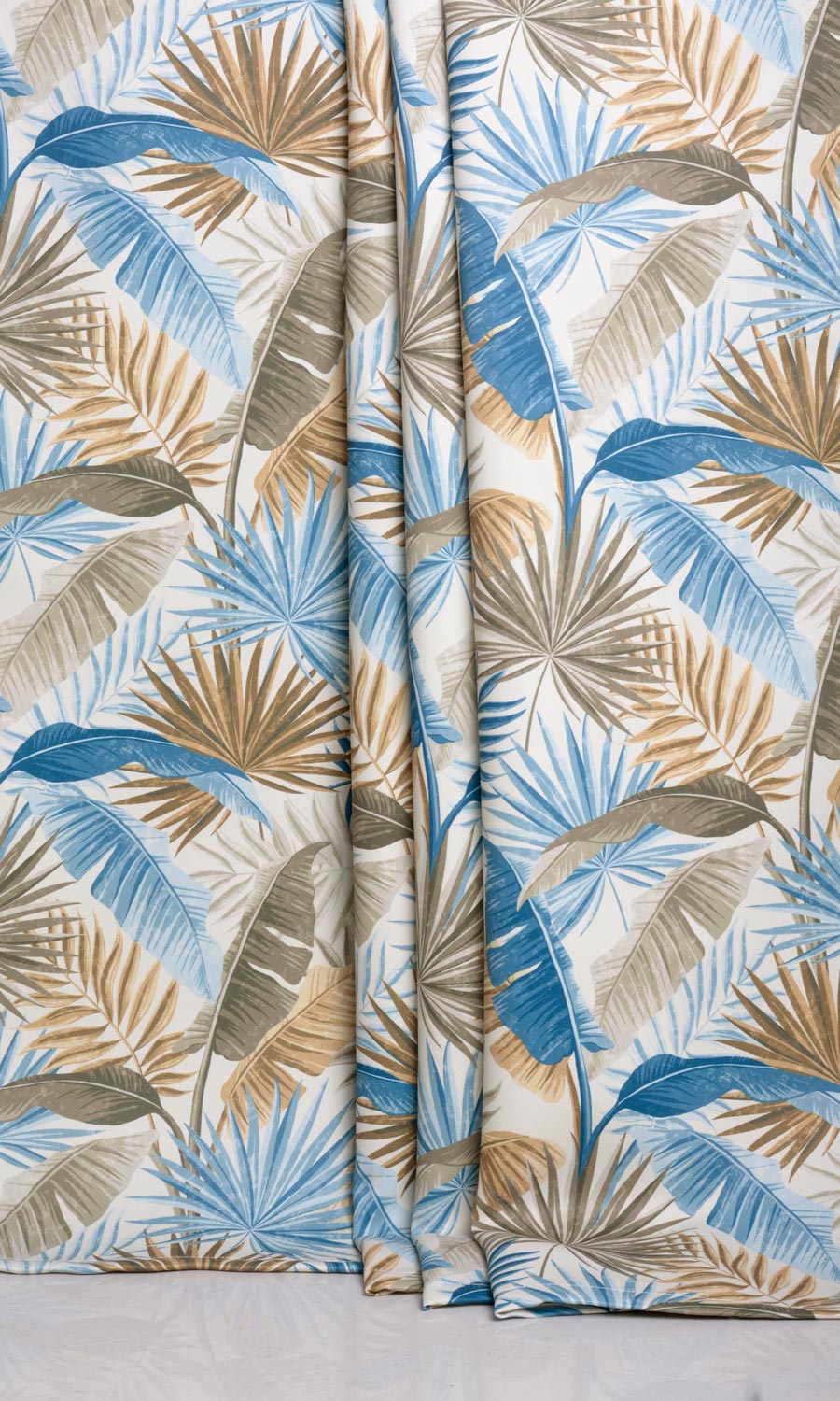 Botanical Floral Drapes for Living, Bedroom, Kitchen, Bathroom (Blue/ Brown)