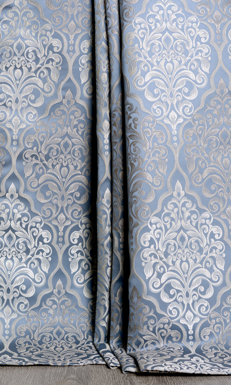 Damask Fabric Blinds (Navy Blue/ White) for Living, Bedroom, Kitchen, Bathroom