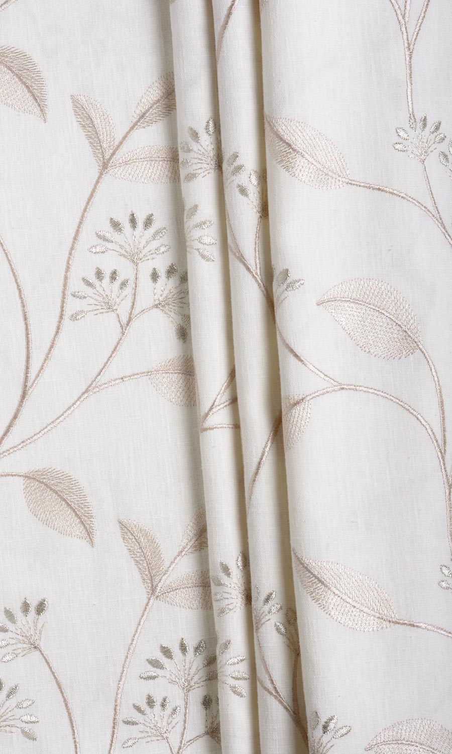 Floral Embroidery Any Size Style Curtains (White/ Cream)