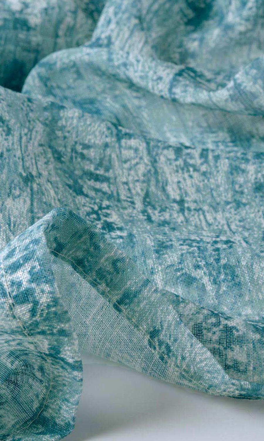 Textured Sheer Curtain Panels for Living, Bedroom, Kitchen, Bathroom (Teal Blue)