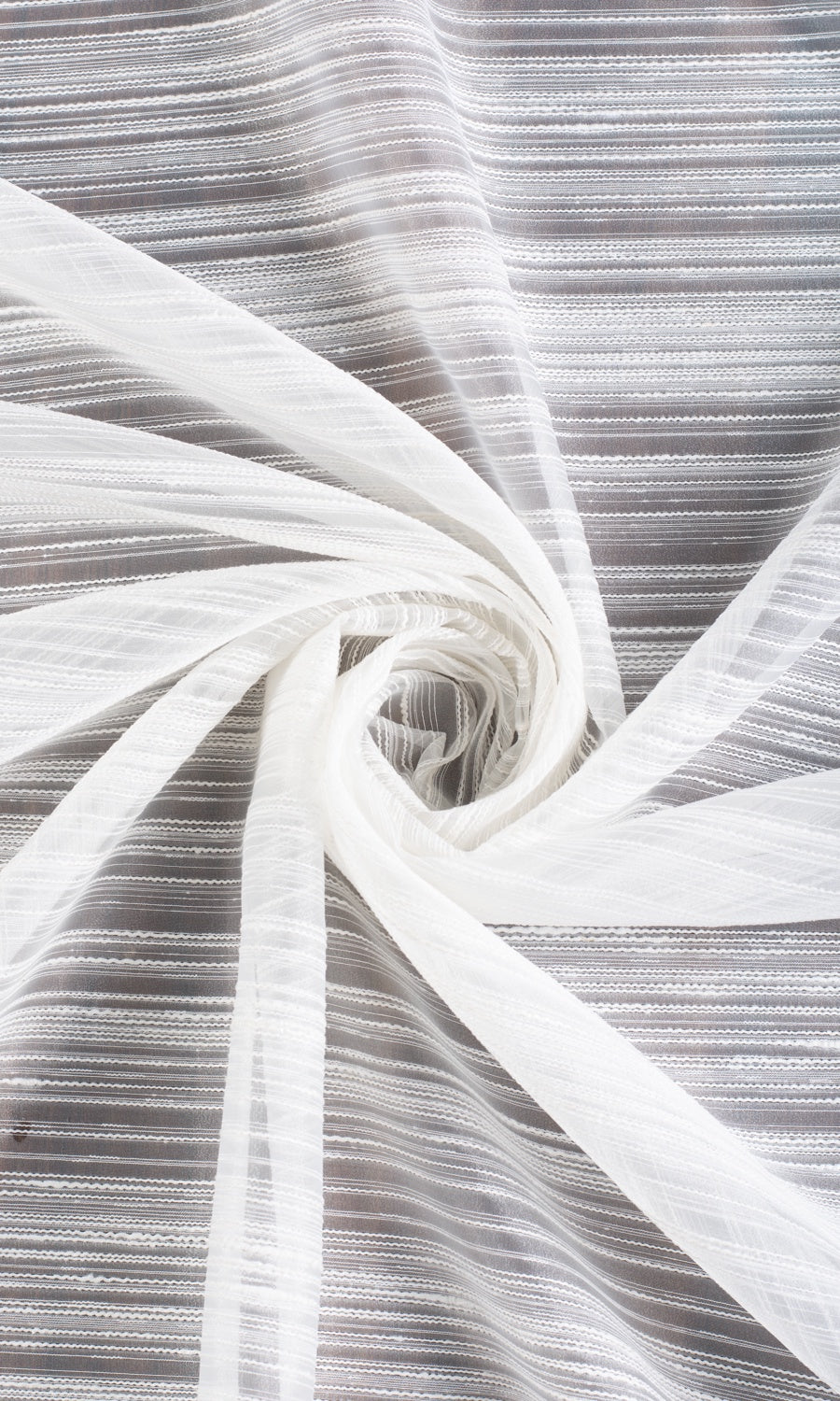 Striped Sheer Custom Curtains (White)