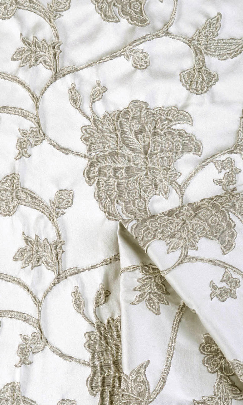 Floral Window Curtains (White/ Silver/ Gray) Extra Long Short Wide
