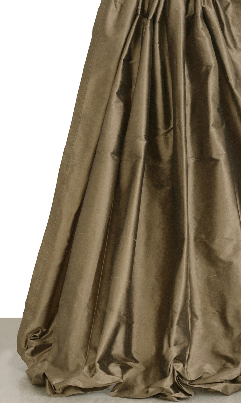 Shantung Silk Curtain Panels for Living, Bedroom, Kitchen, Bathroom (Cedar Brown)