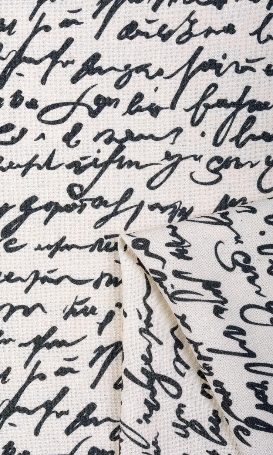 Script Print Flat, Plain, Fake, Faux, European Relaxed Roman Shades (Paper White/ Ink Black)