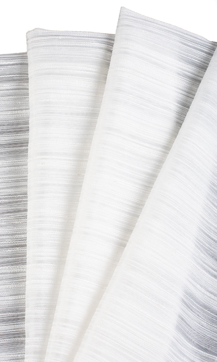 Striped Sheer Curtains / Drapes / Window Drapery Panels (White)