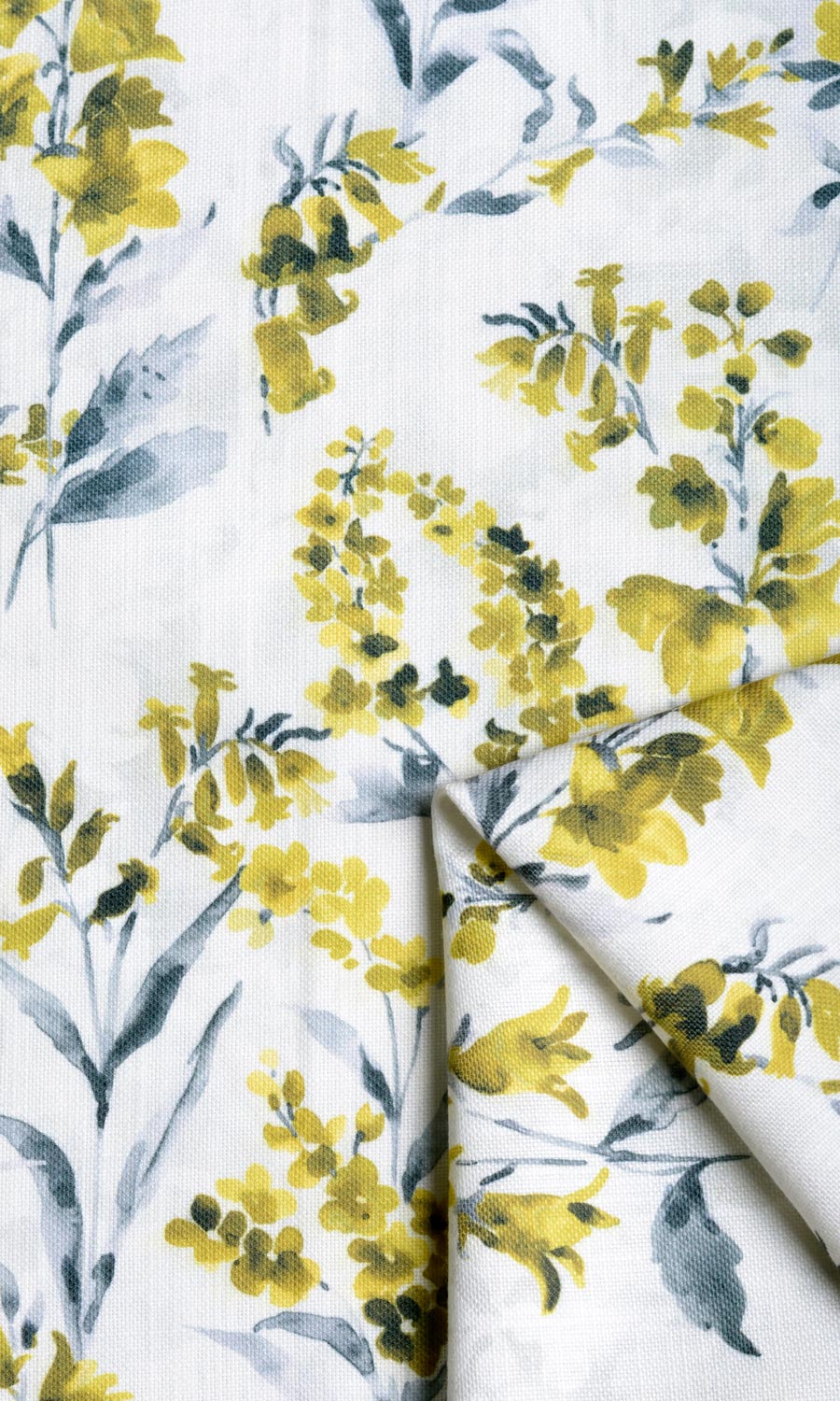 Floral Print Window Curtains (Yellow/ Gray) Extra Long Short Wide