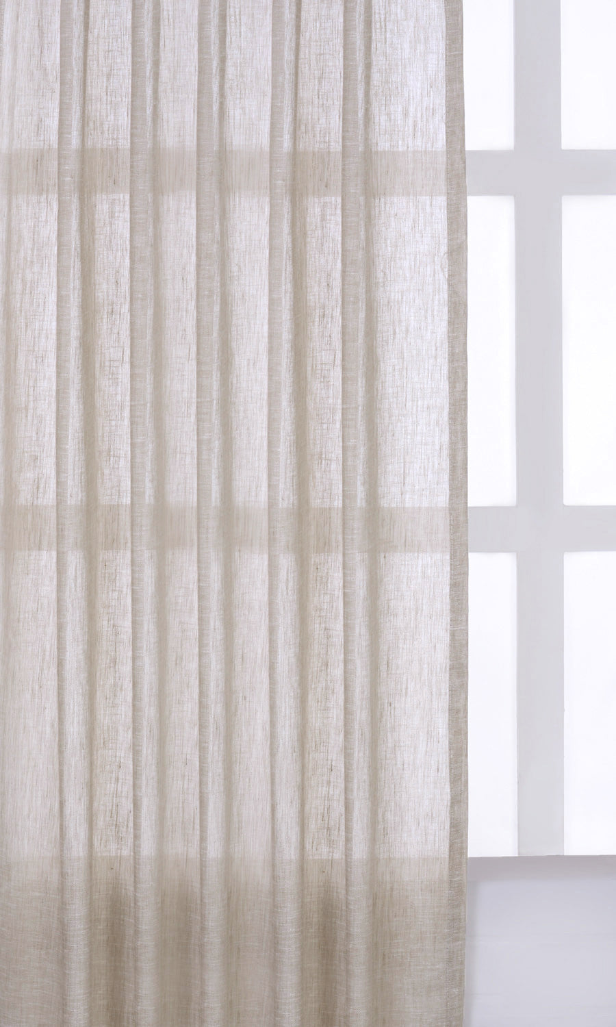Linen Sheer Pinch Pleat, Rod Pocket, Eyelet Curtains (Creamy Beige)