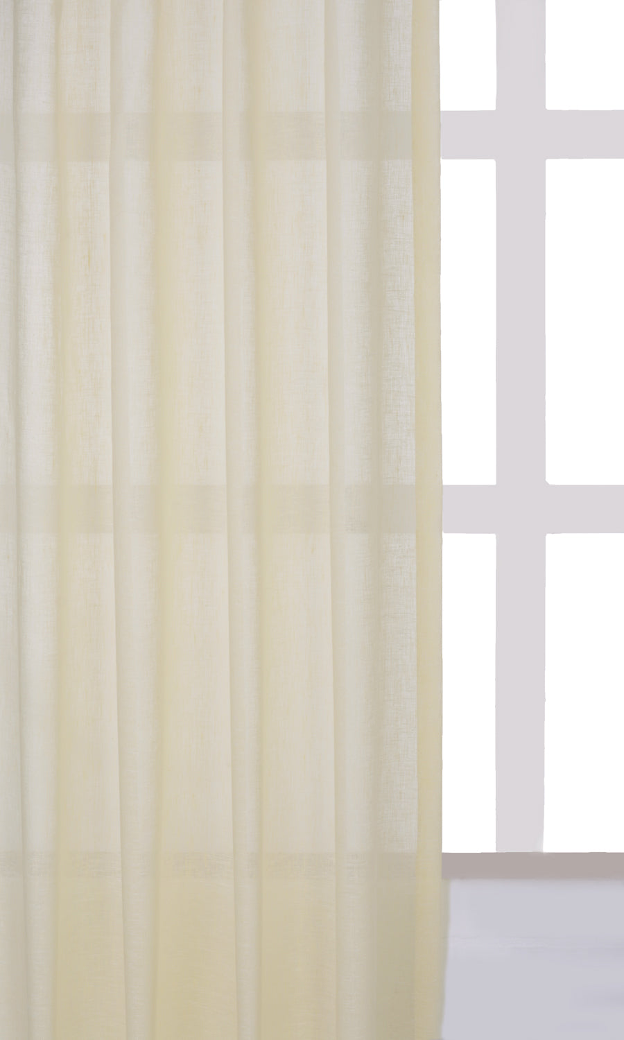 Linen Sheer Custom Curtains (Warm Ivory/ Pale Yellow)