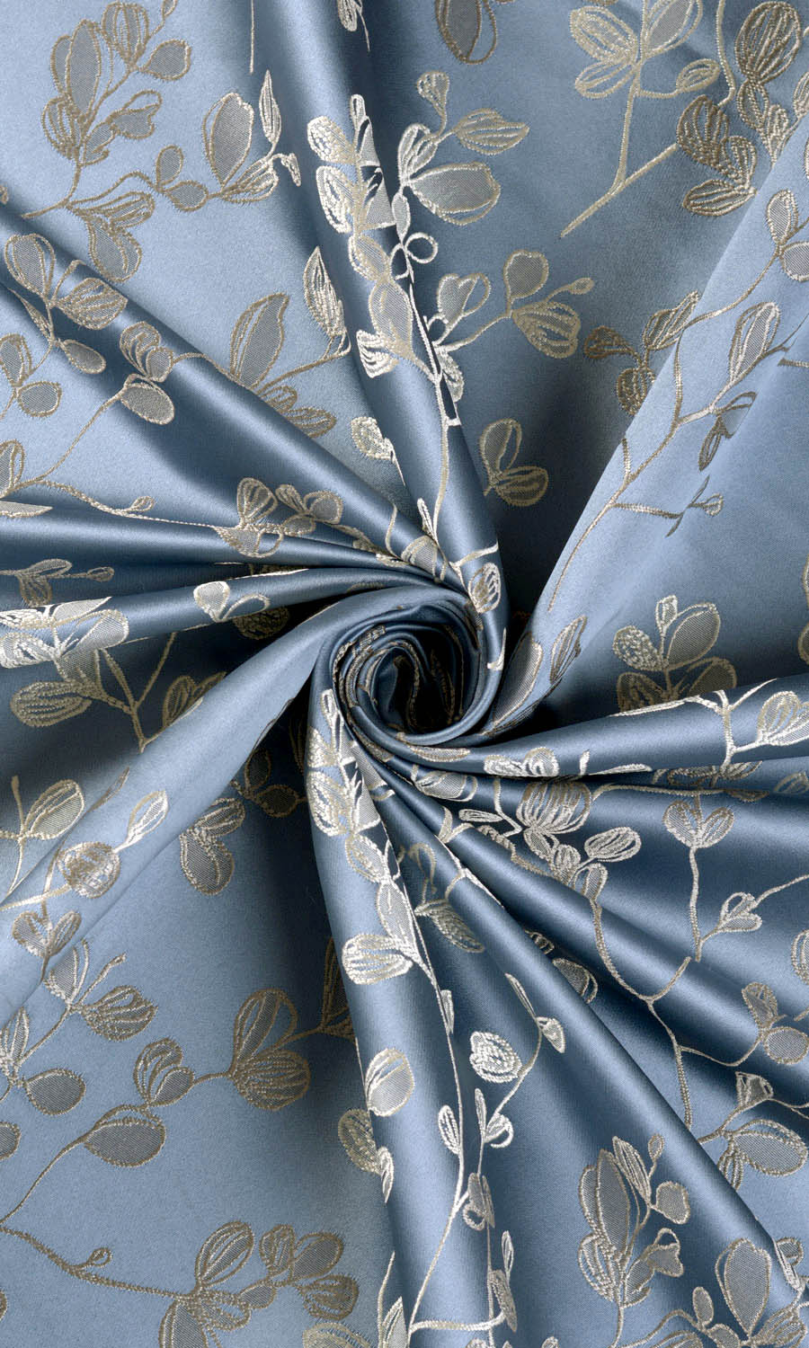 Floral Custom Curtains (Navy Blue/ Ivory-Beige)