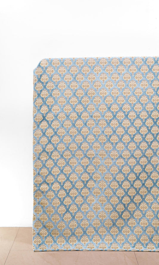 Floral Velvet Drapery (Beige/ Brown/ Blue)