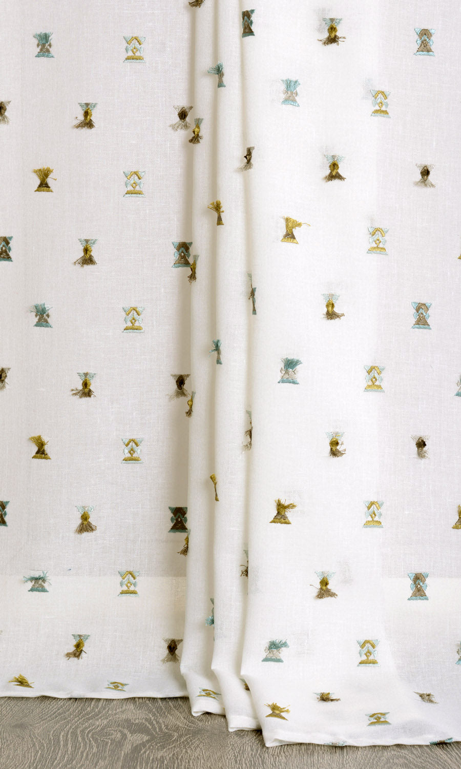 Semi Sheer Window Curtains for Living, Bedroom, Kitchen, Bathroom (Teal/ Yellow/ White)