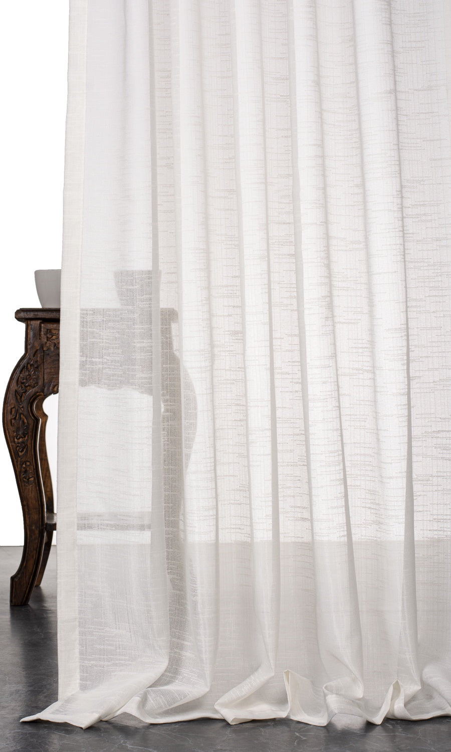 Textured Sheer Window Curtains for Living, Bedroom, Kitchen, Bathroom (White)