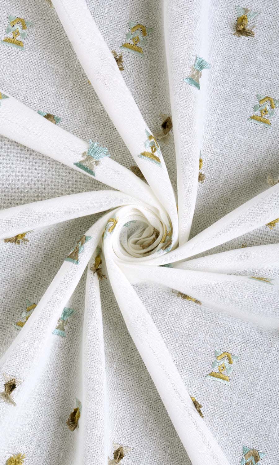 Semi Sheer Window Curtains (Teal/ Yellow/ White) Extra Long Short Wide
