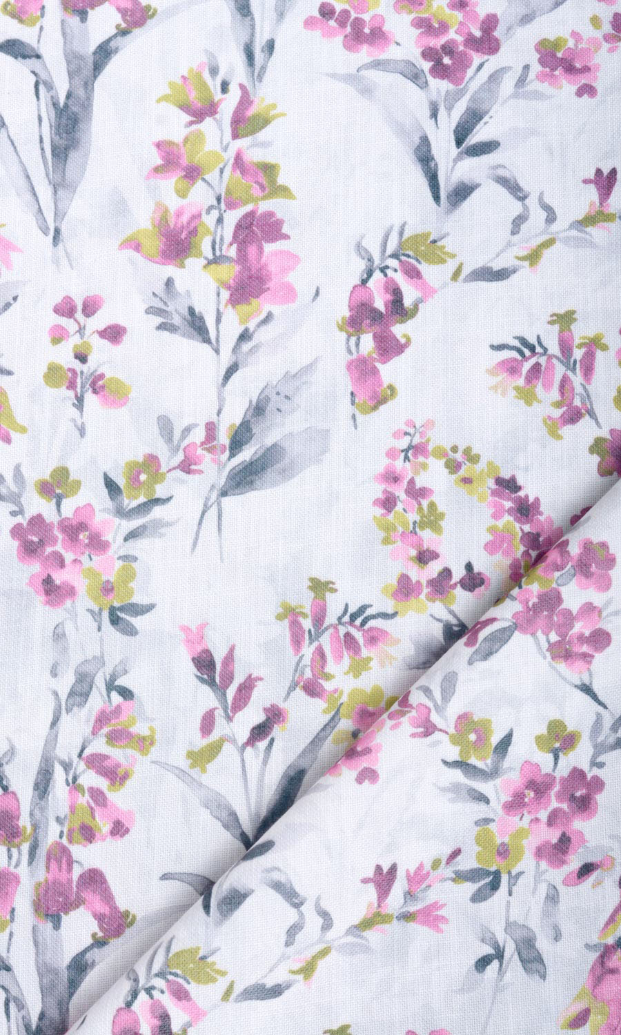Floral Print Pinch Pleat, Rod Pocket, Eyelet Curtains (Pink/ Grey)