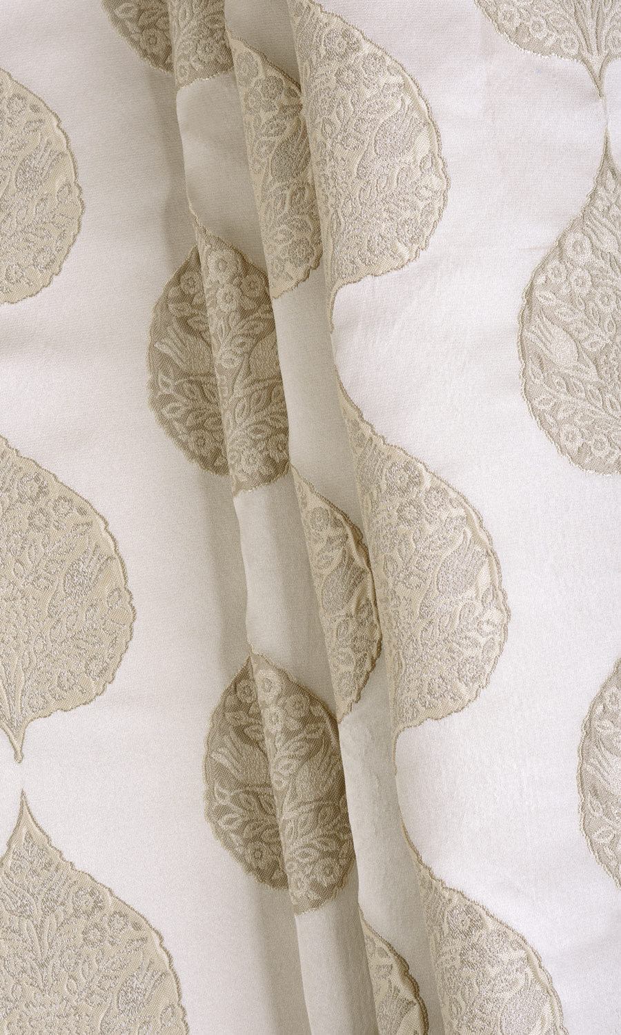 Ogee Patterned Window Curtains (Ivory/ Beige) Extra Long Short Wide