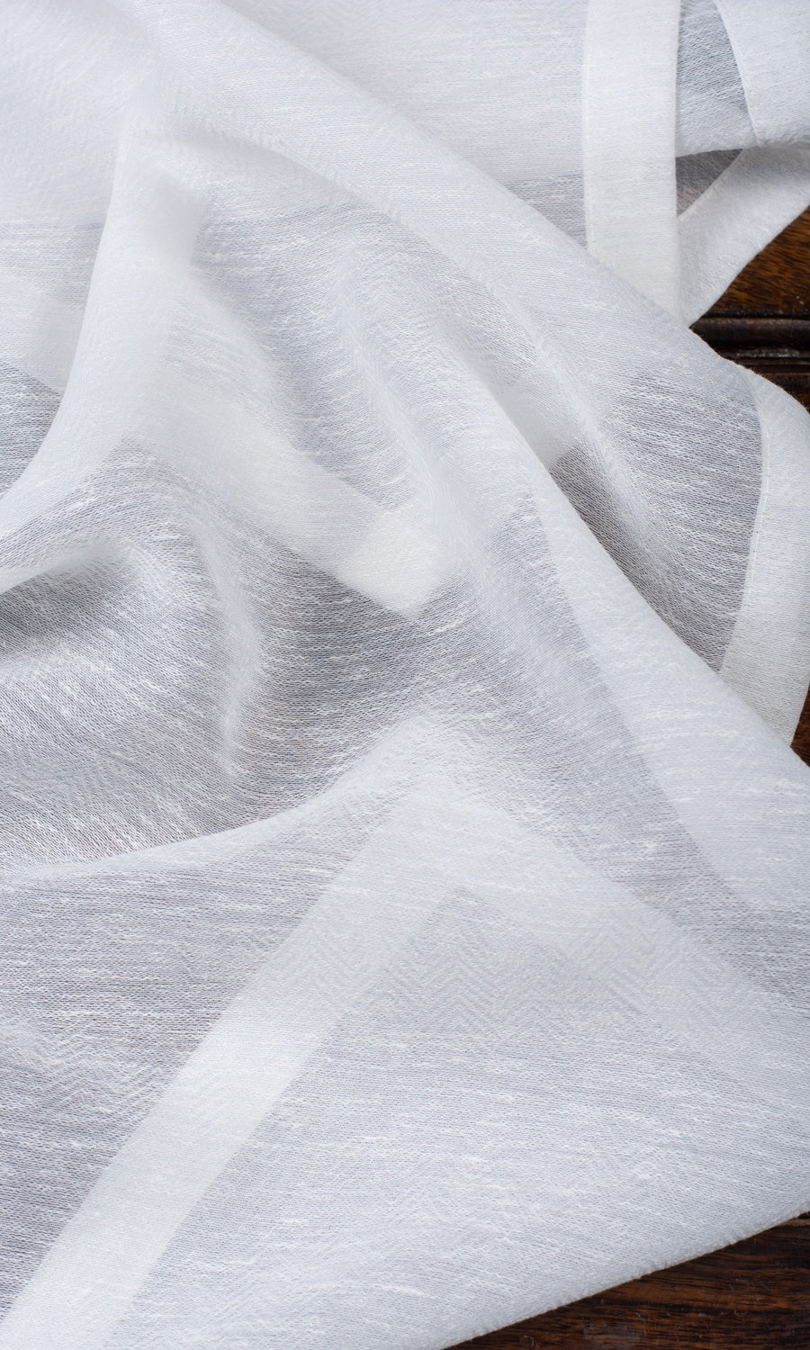 Textured Sheer Drapery (White) Extra Long Short Wide