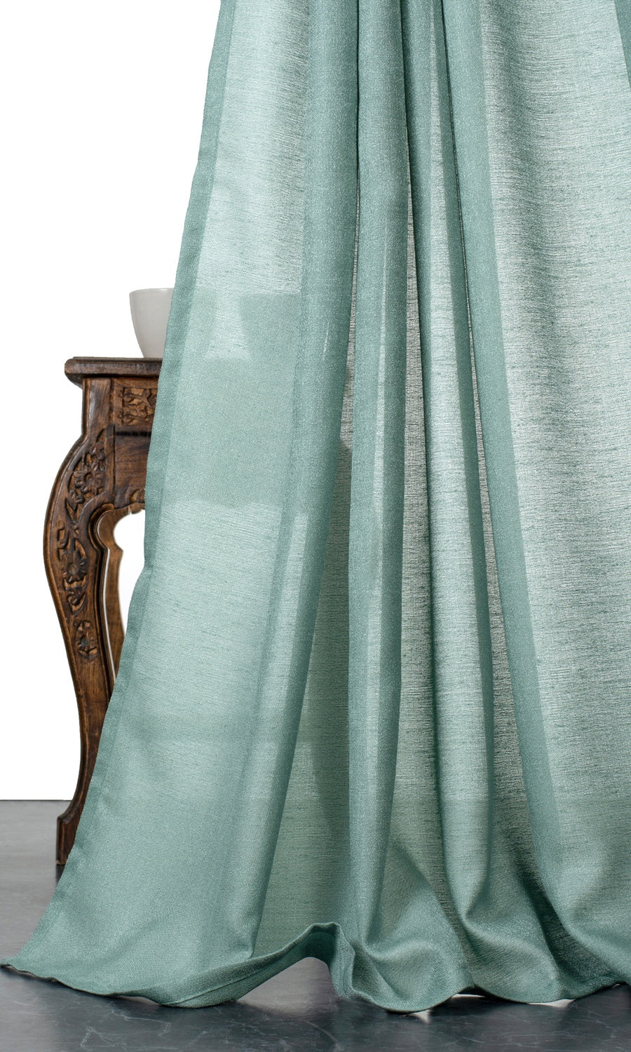 Plain Sheer Curtains / Drapes / Window Drapery Panels (Turquoise Green)