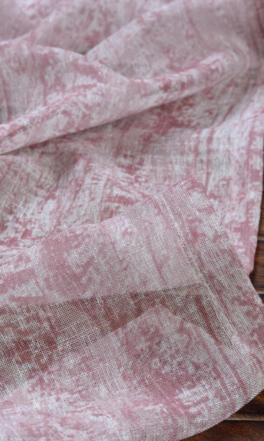 Textured Sheer Window Curtains for Living, Bedroom, Kitchen, Bathroom (Pink)