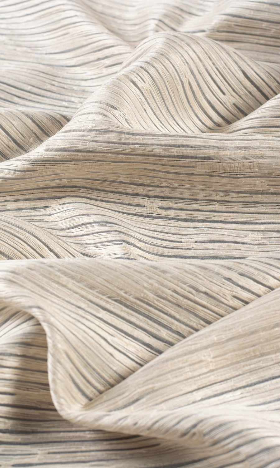 Striped Sheer Any Size Style Curtains (Pale Beige/ Ivory)