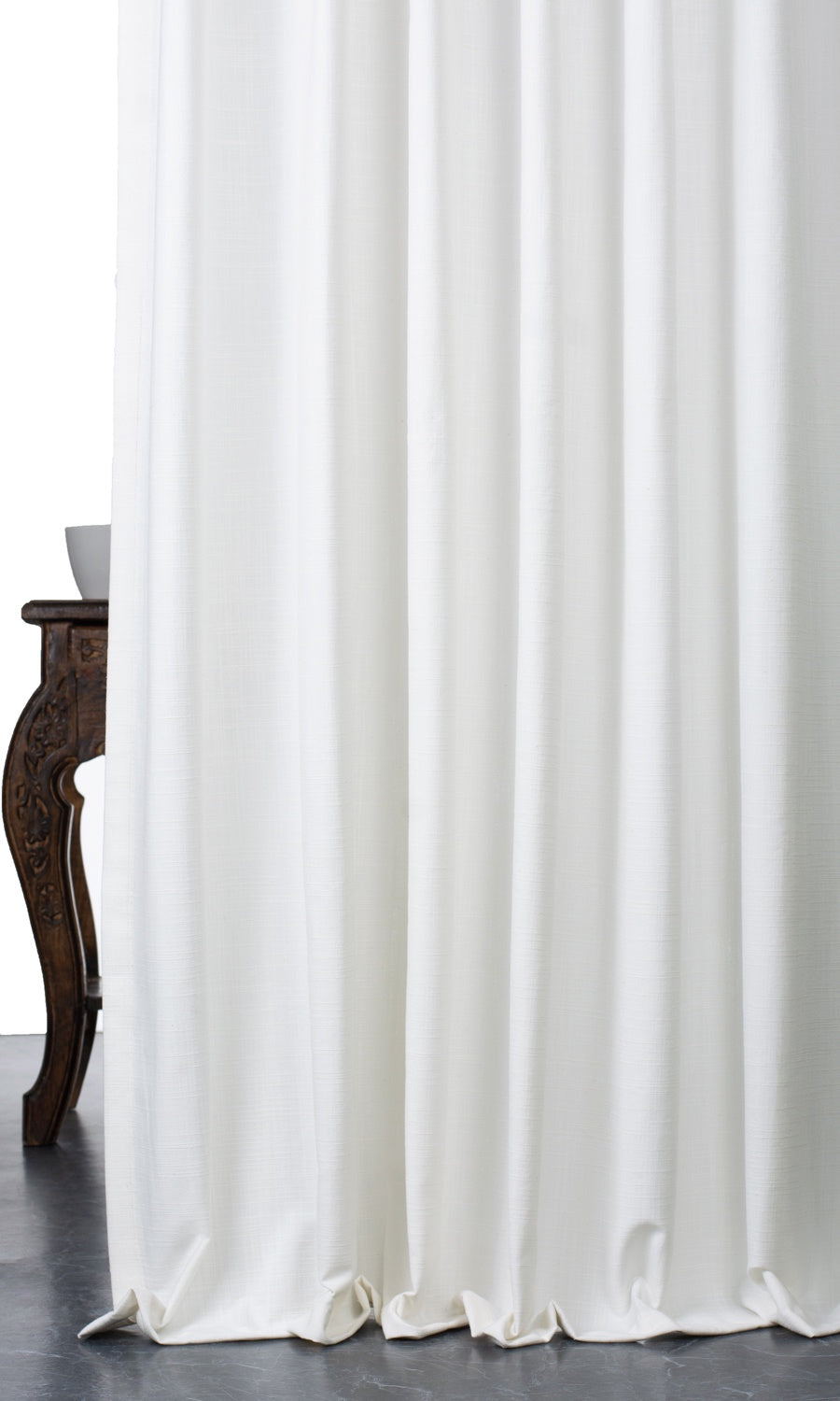 Plain Linen-Texture Window Curtains for Living, Bedroom, Kitchen, Bathroom (White)