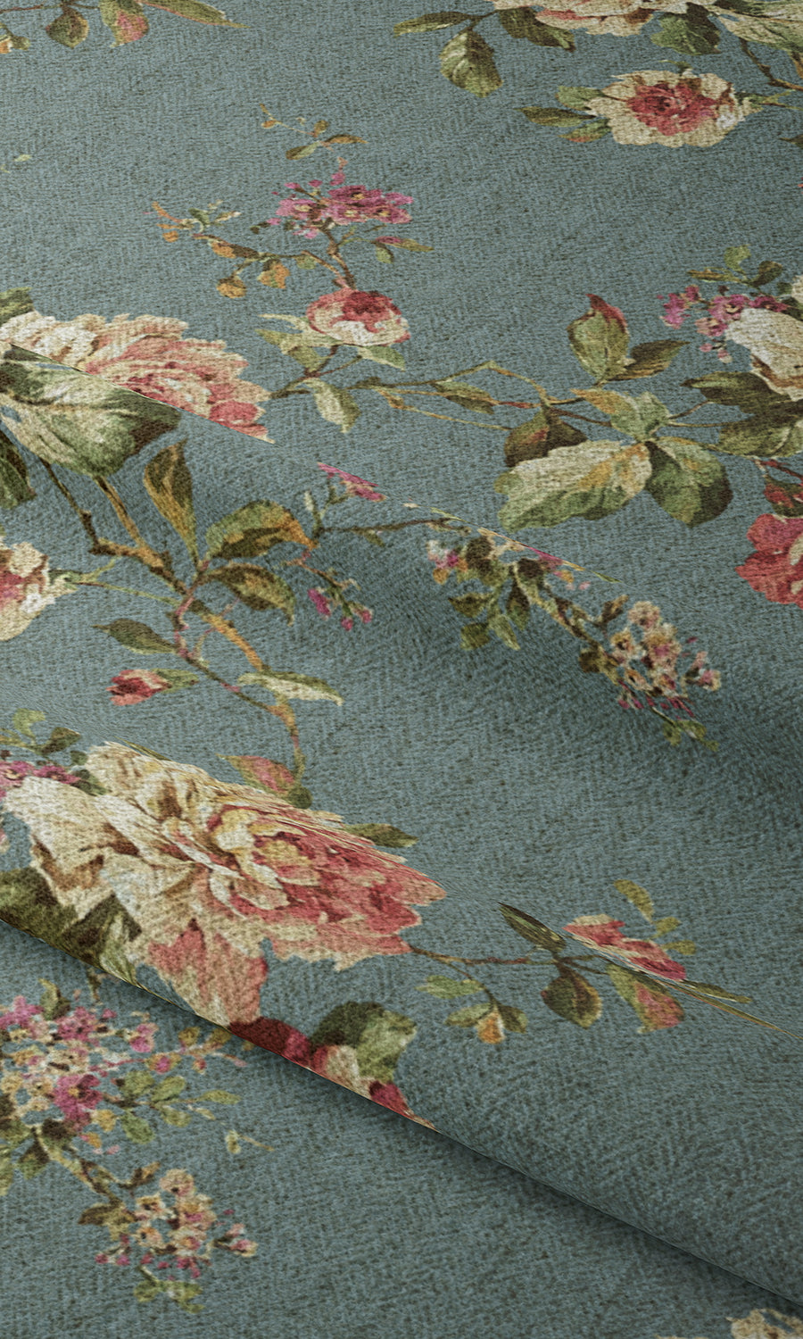 Floral Country Curtain Panels (Blue & Pink) Extra Long Short Wide