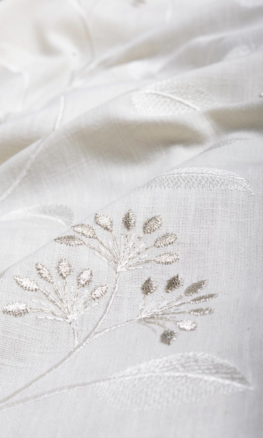 Floral Embroidery Drapes for Living, Bedroom, Kitchen, Bathroom (White/ Cream)