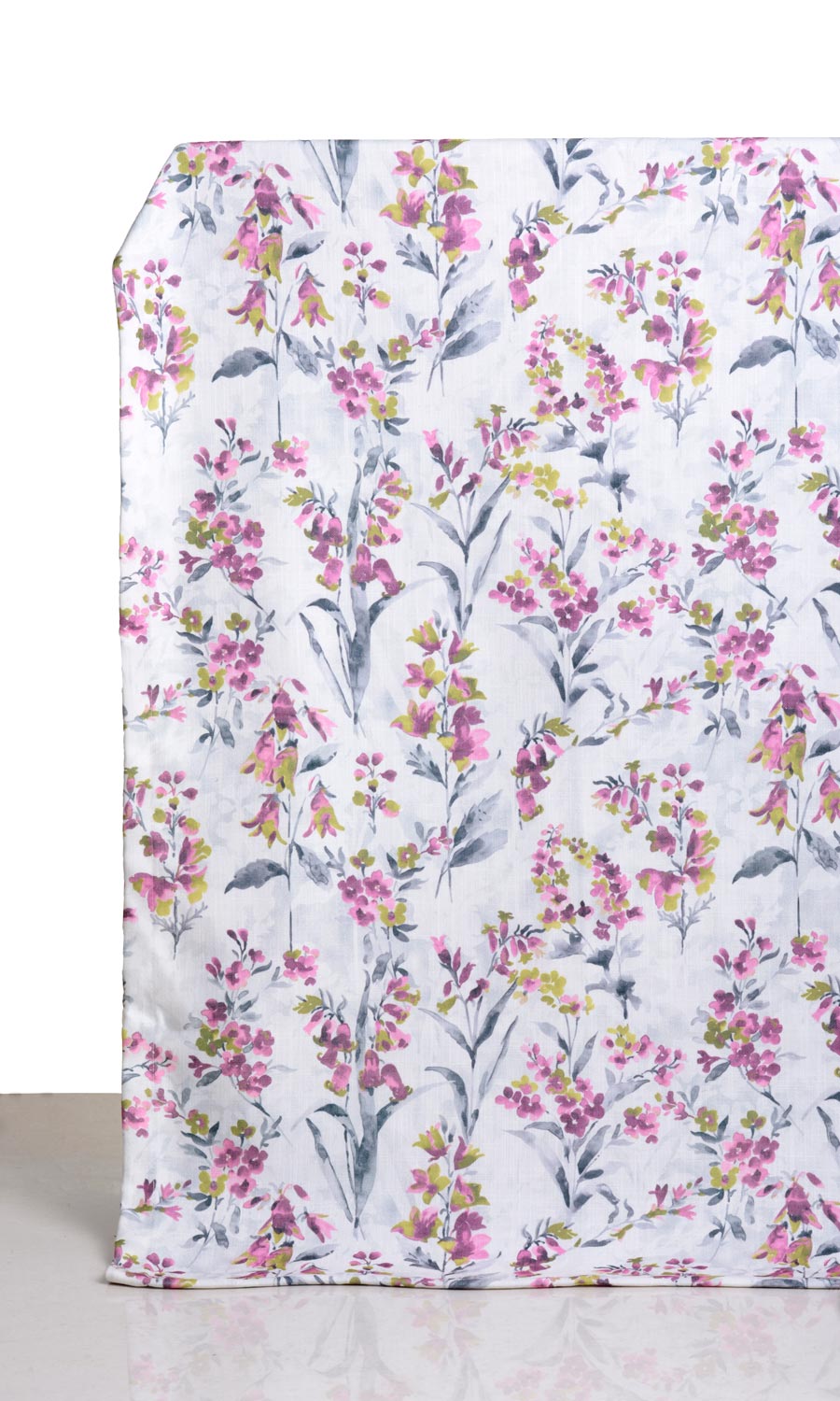 Floral Print Curtain Panels for Living, Bedroom, Kitchen, Bathroom (Pink/ Grey)