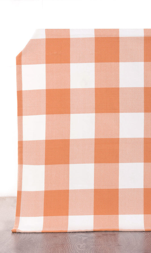 Buffalo Check Drapery (Melon Orange/ White)